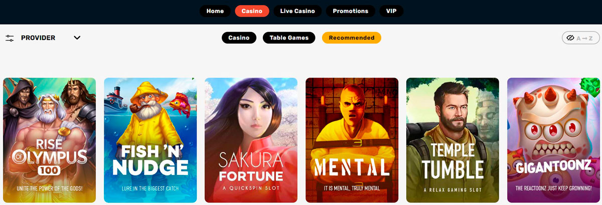 Rapid Casino Games and Providers